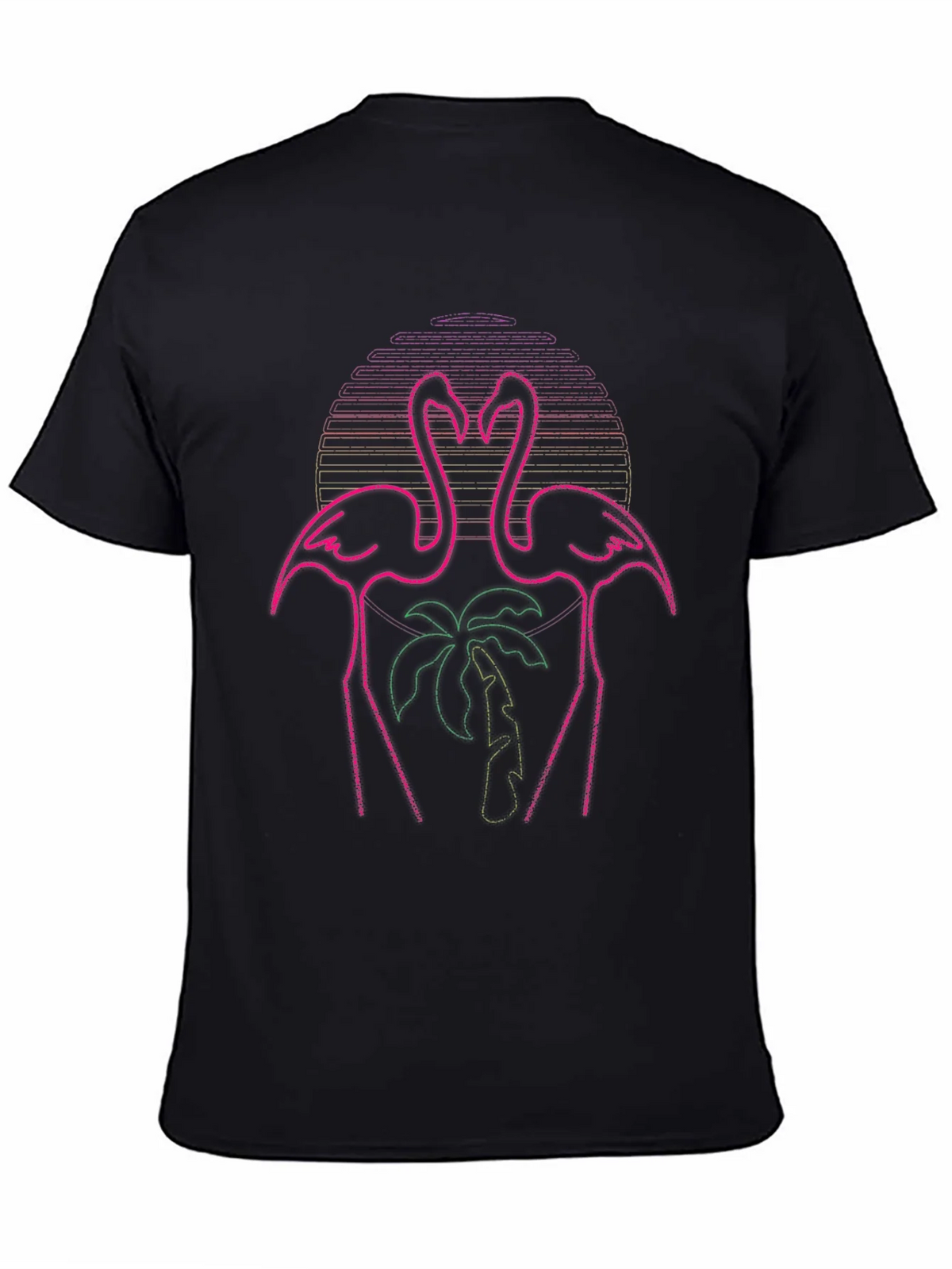Neon Flamingo Palm Tree Graphic Tee - Black product image 2