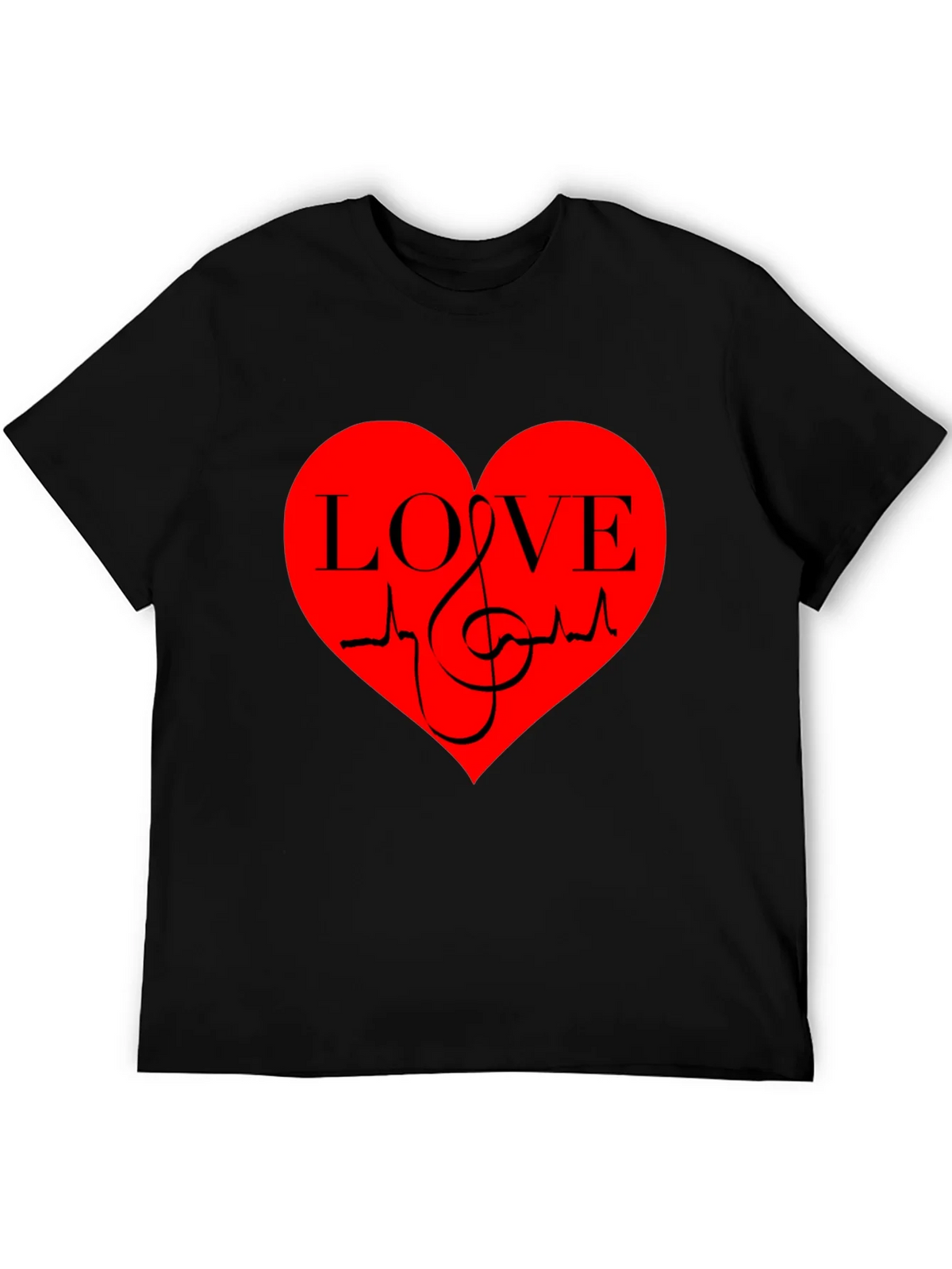 Love Music Heartbeat Graphic T-Shirt - Black product image 4