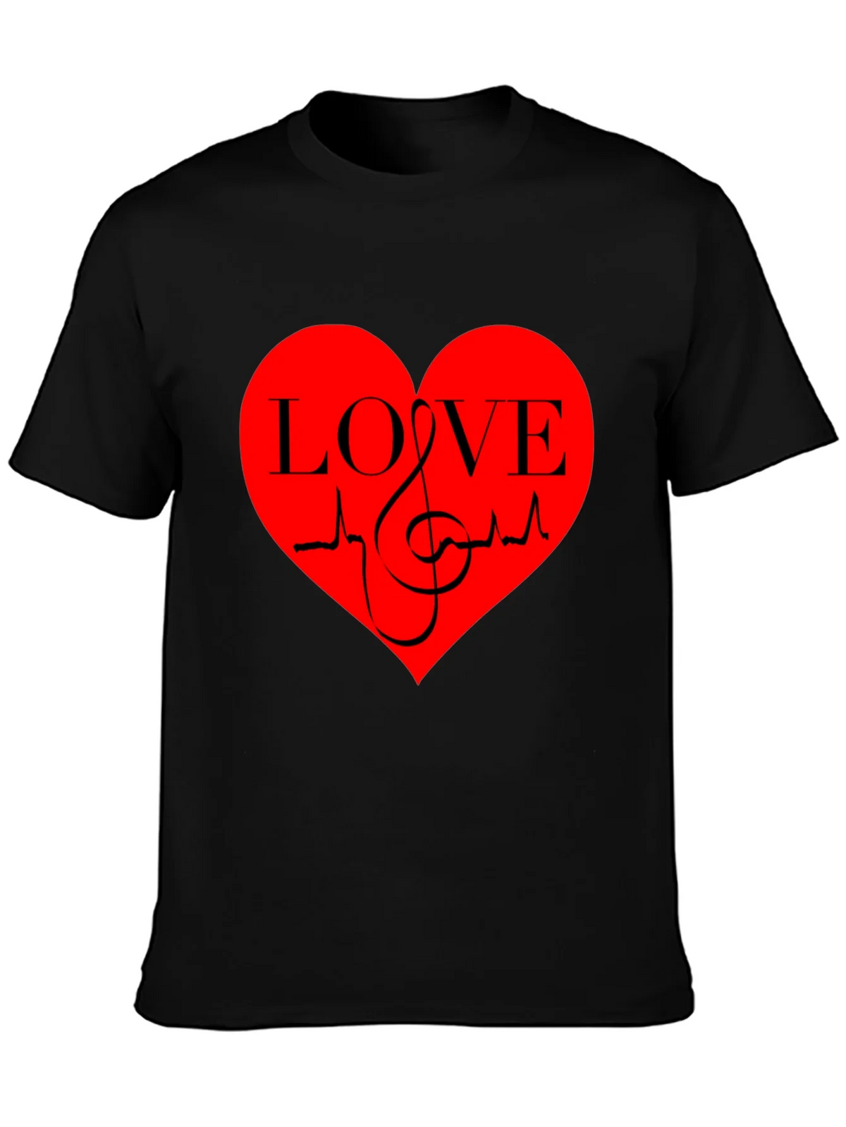 Love Music Heartbeat Graphic T-Shirt - Black product image 3