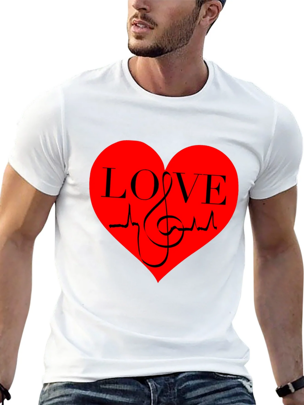 Love Music Heartbeat Graphic T-Shirt - Black product image 9