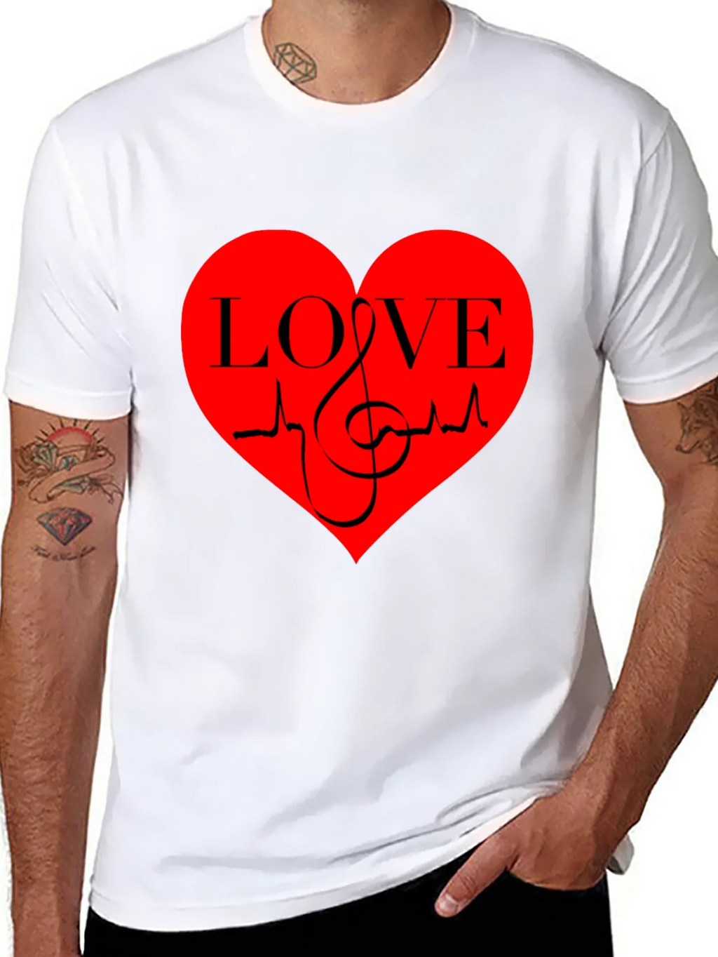 Love Music Heartbeat Graphic T-Shirt - Black product image 6
