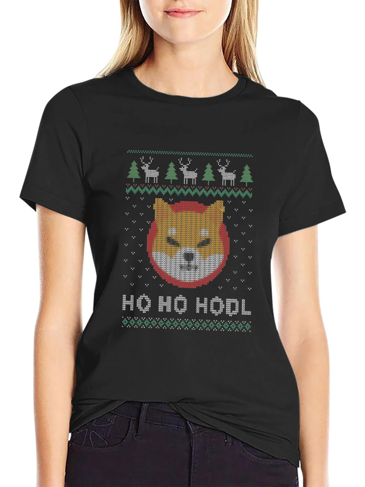 Shiba Inu HODL Ugly Christmas Sweater T-Shirt product image 2