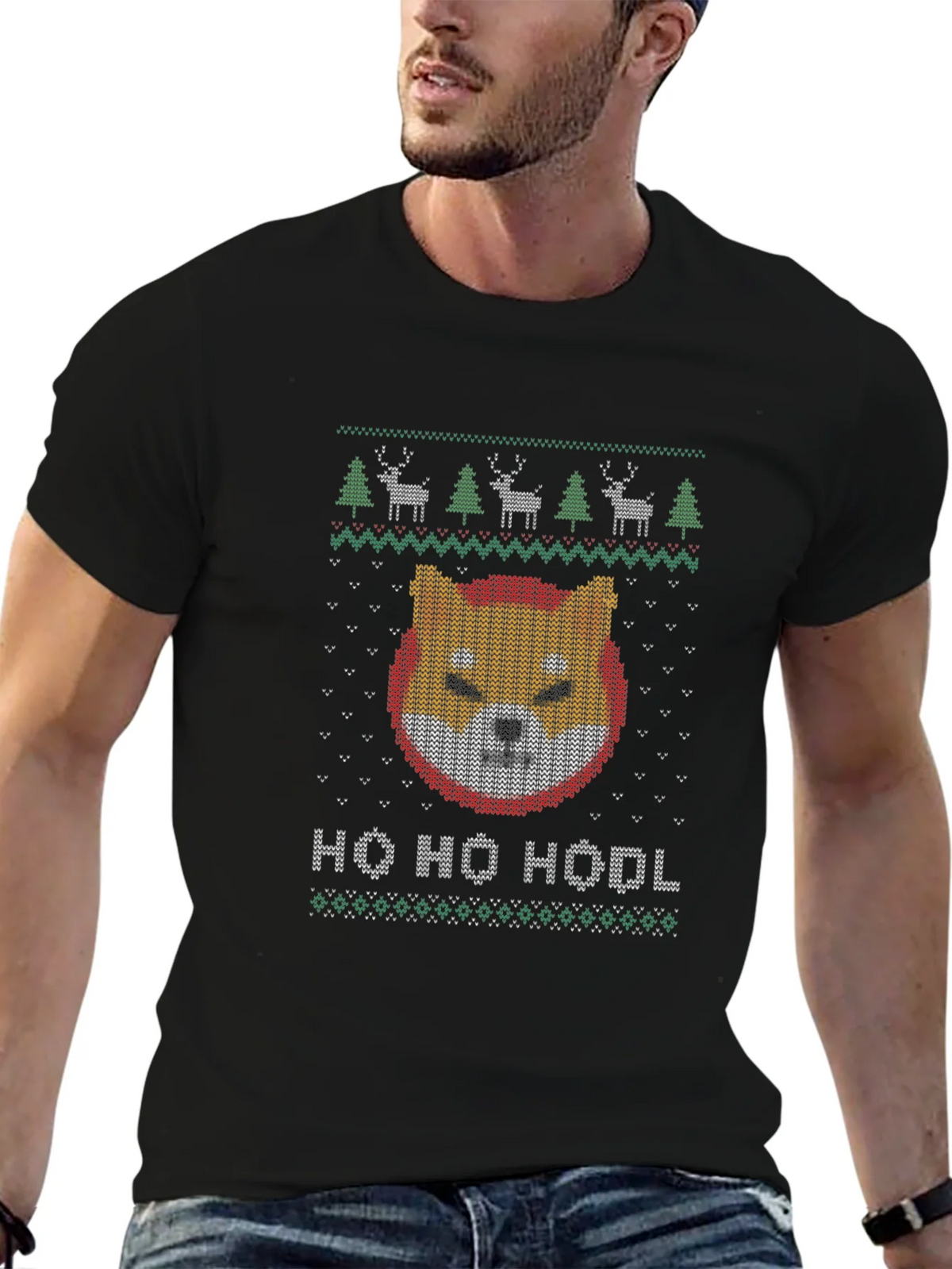 Shiba Inu HODL Ugly Christmas Sweater T-Shirt product image 5
