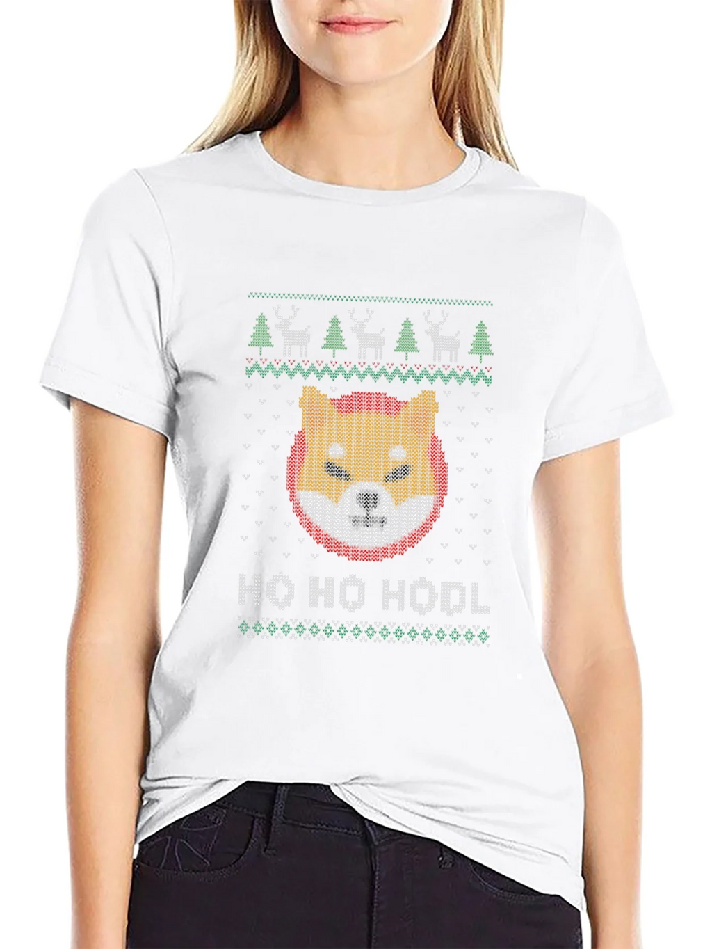 Shiba Inu HODL Ugly Christmas Sweater T-Shirt product image 7