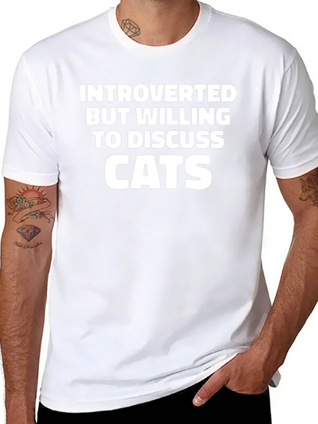 Introverted Cat Lover T-Shirt - Black product image 6