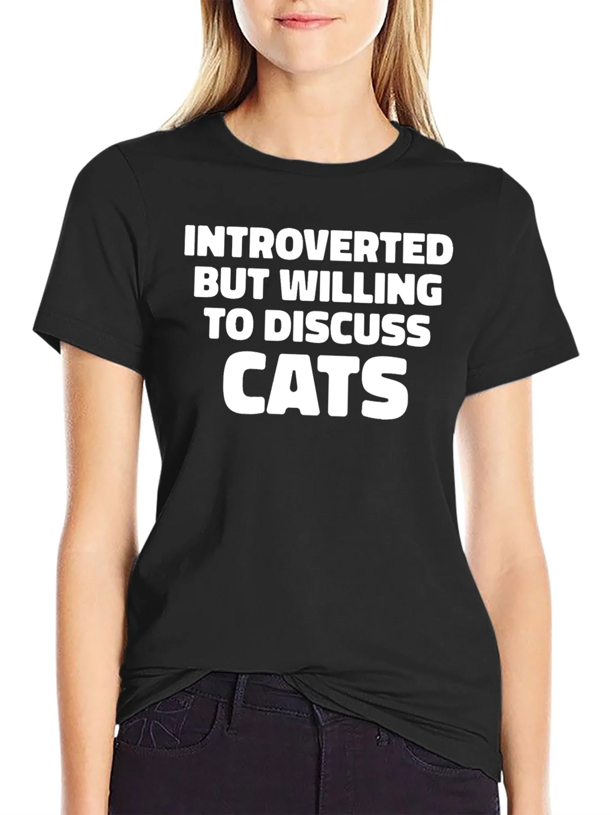 Introverted Cat Lover T-Shirt - Black product image 2