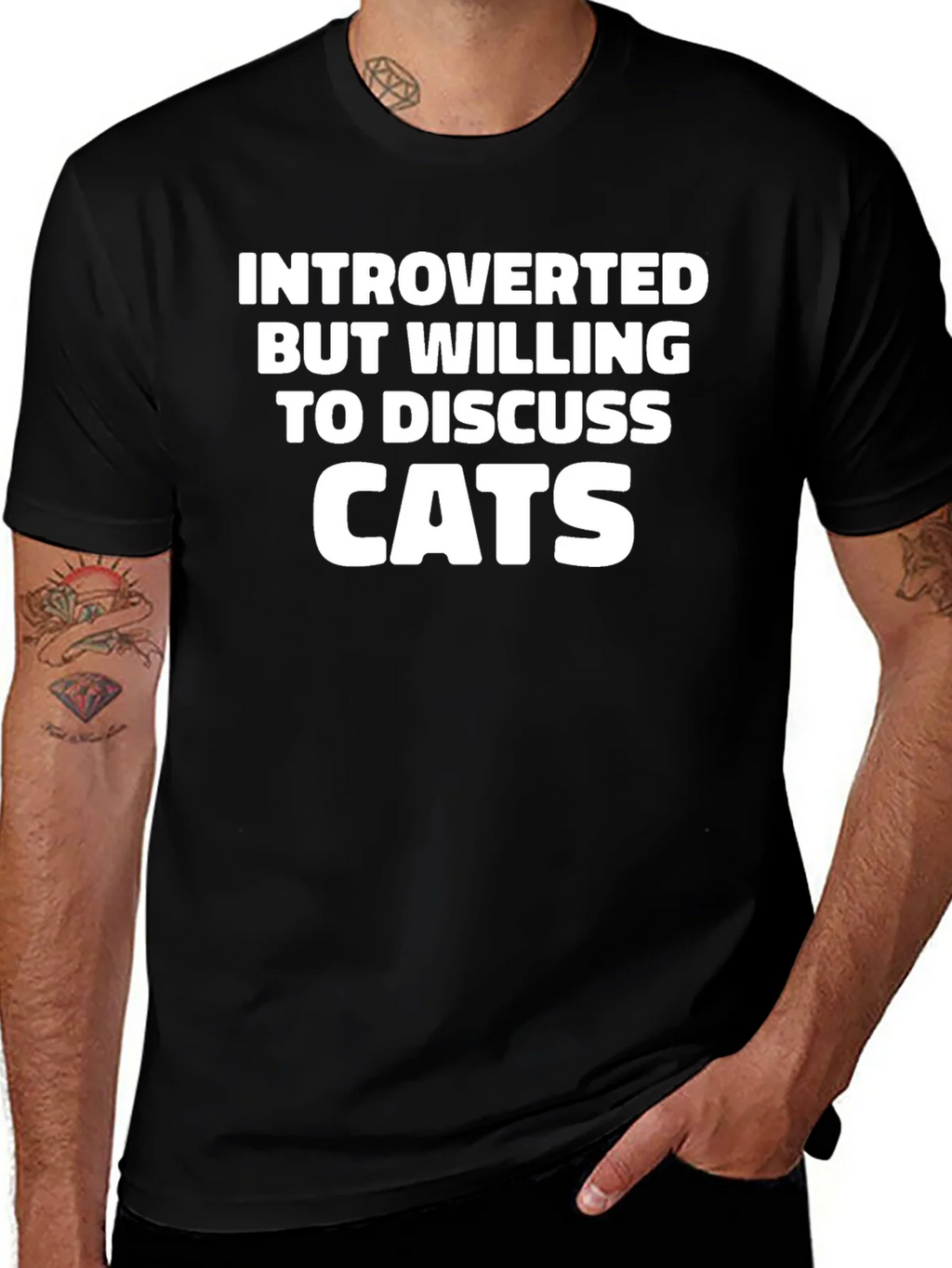 Introverted Cat Lover T-Shirt - Black product image 1