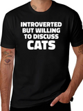 Introverted Cat Lover T-Shirt - Black product image 1