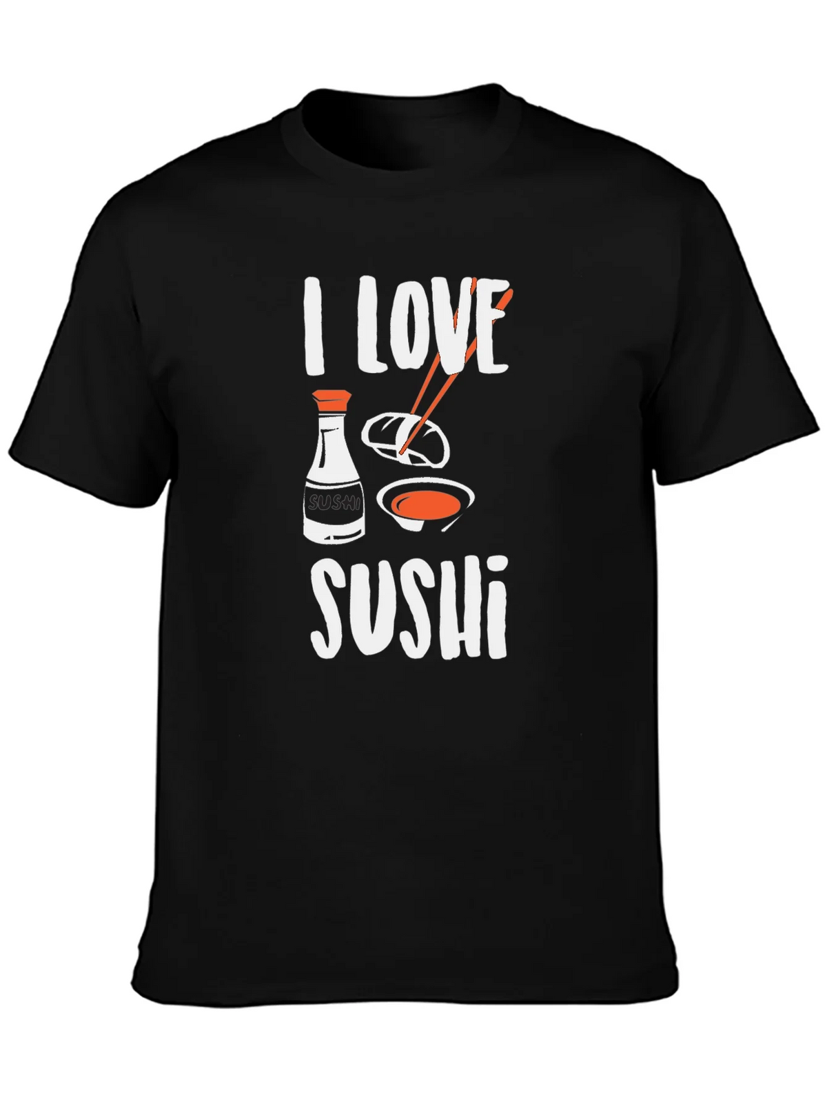 I Love Sushi Graphic Tee - Black Cotton T-Shirt product image 3