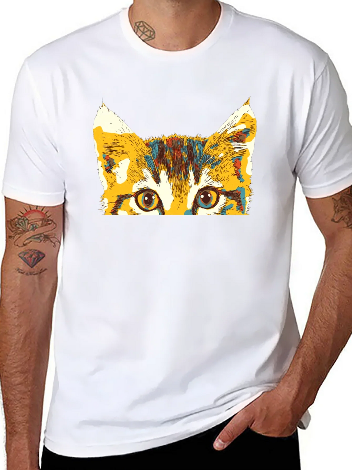 Colorful Cat Peek T-Shirt product image 7