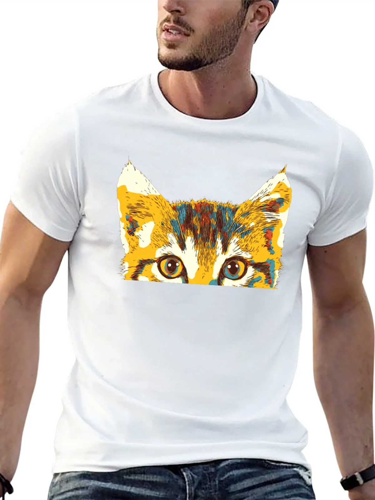 Colorful Cat Peek T-Shirt product image 12