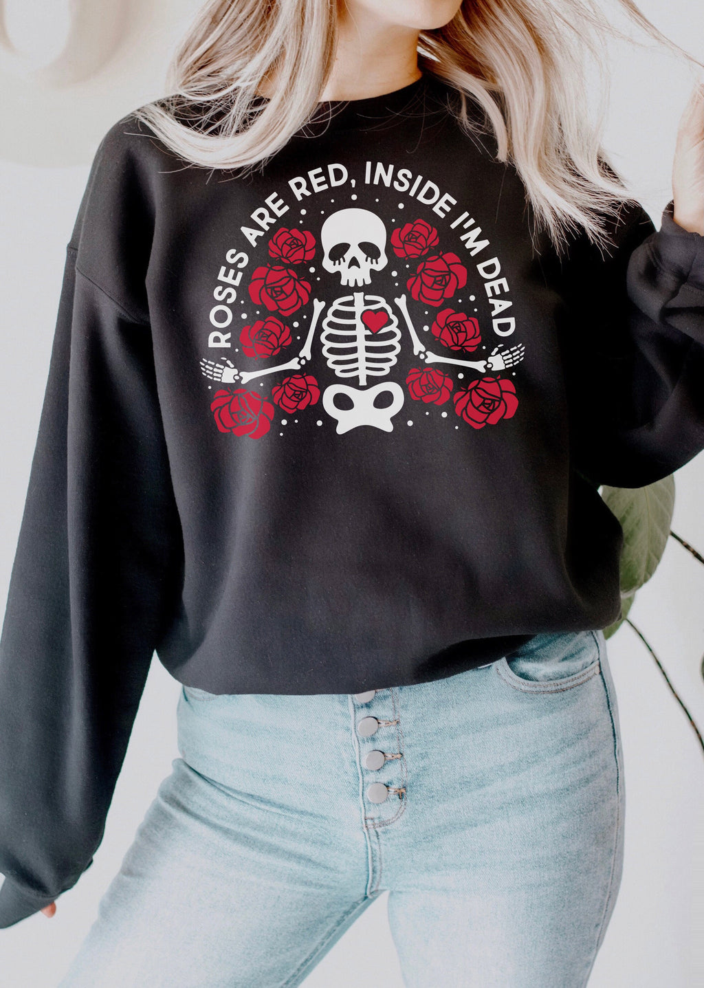 Red Roses Inside I'm Dead Sweatshirt product image 3