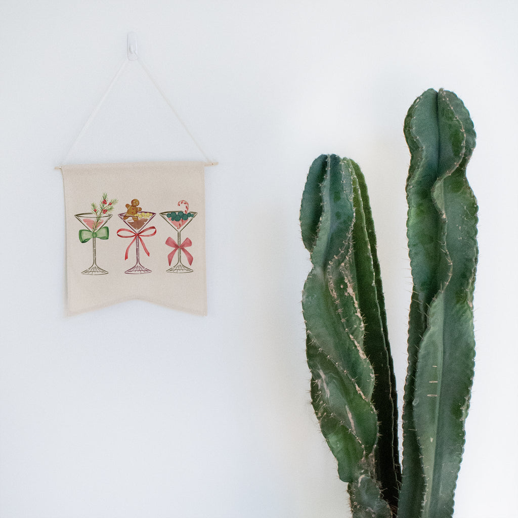 Row Of Festive Martinis Wall Hang