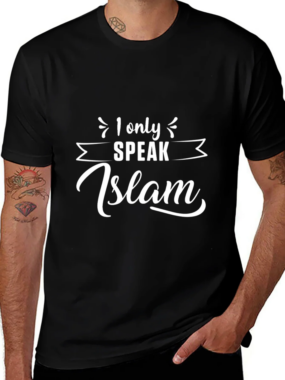 I Only Speak Islam T-Shirt - Mens Black Graphic Tee product image 1