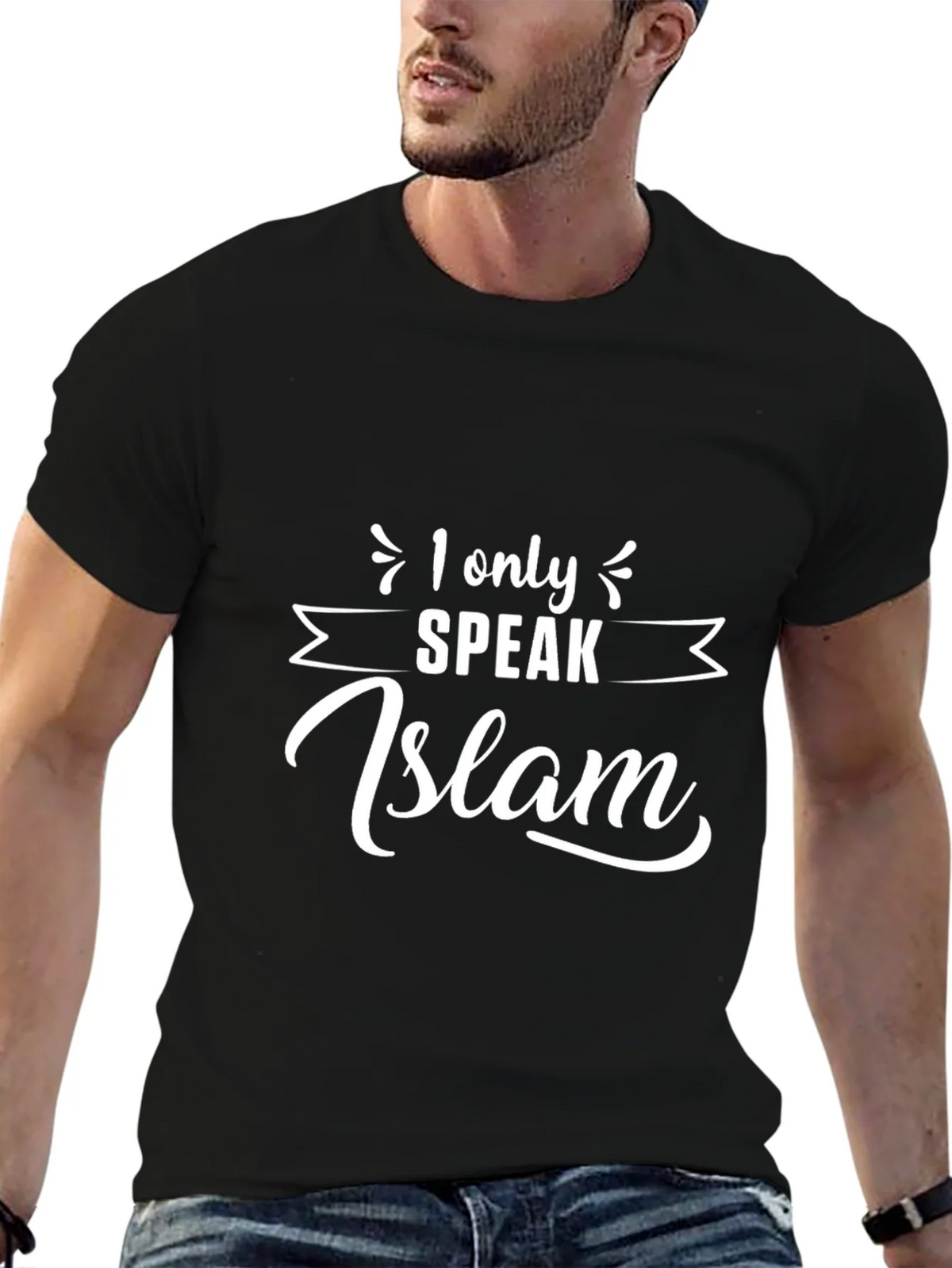 I Only Speak Islam T-Shirt - Mens Black Graphic Tee product image 5