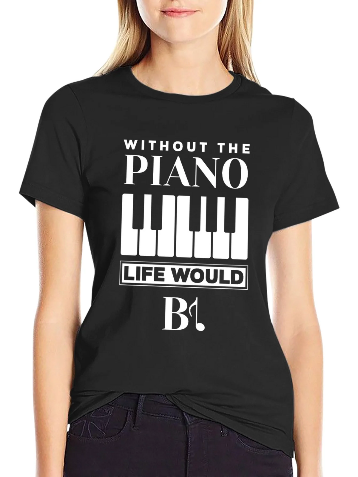 Piano Lovers T-Shirt: Without Life Would Be Flat! product image 2