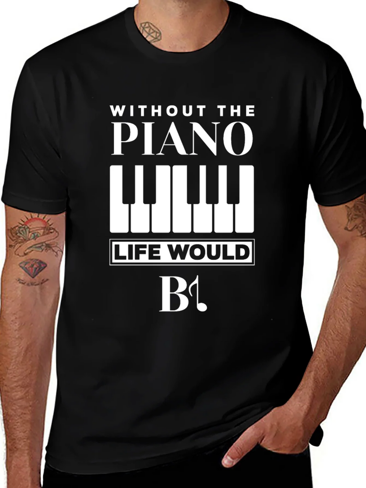 Piano Lovers T-Shirt: Without Life Would Be Flat! product image 1