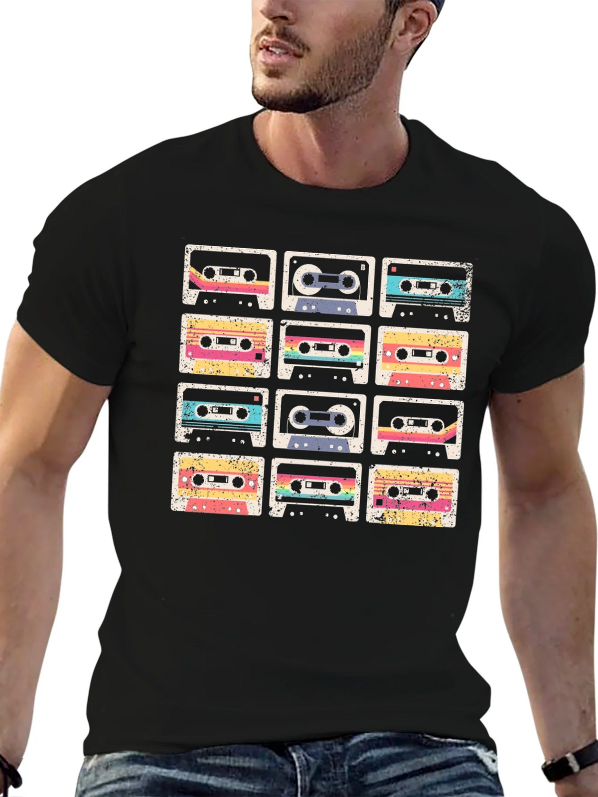 Retro Cassette Tape Grid Graphic Tee product image 5