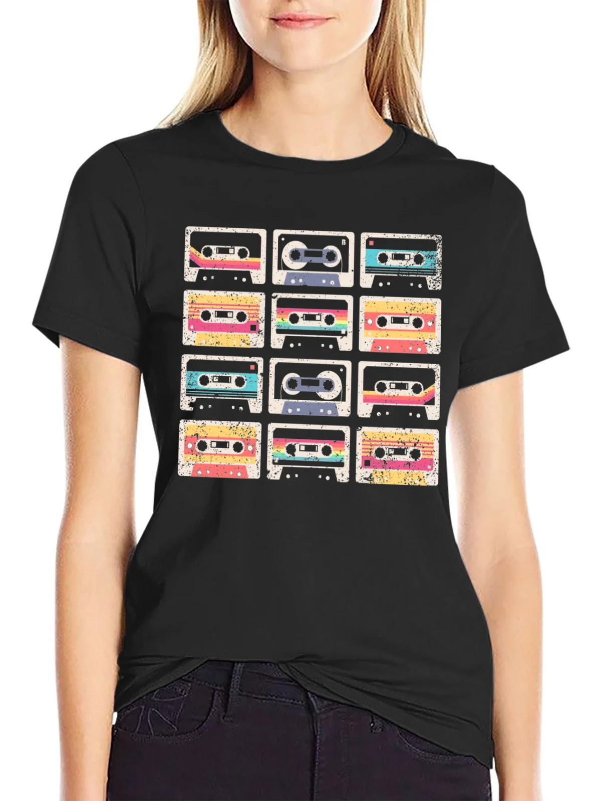Retro Cassette Tape Grid Graphic Tee product image 1