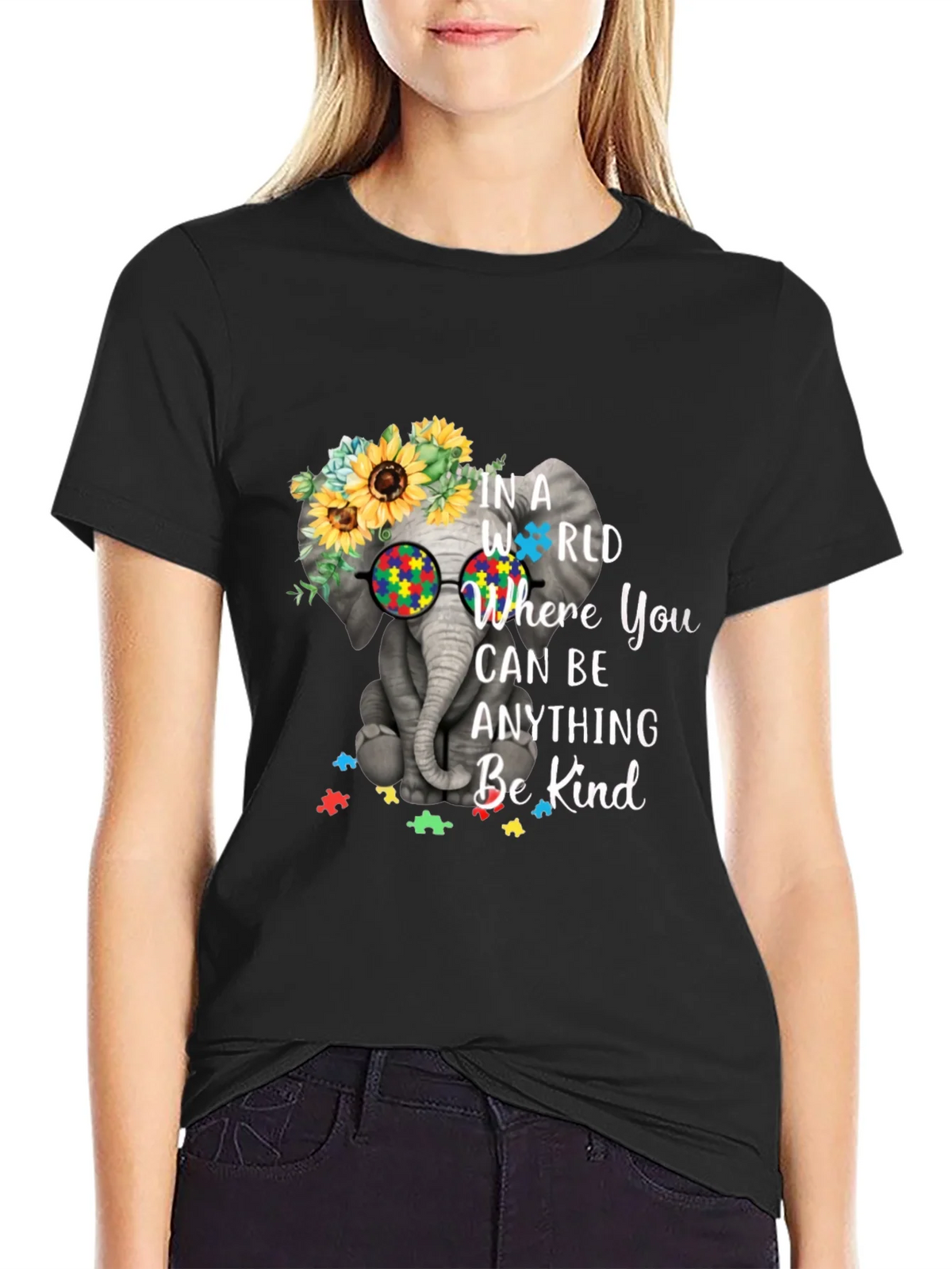Elephant Autism Awareness T-Shirt Be Kind product image 2