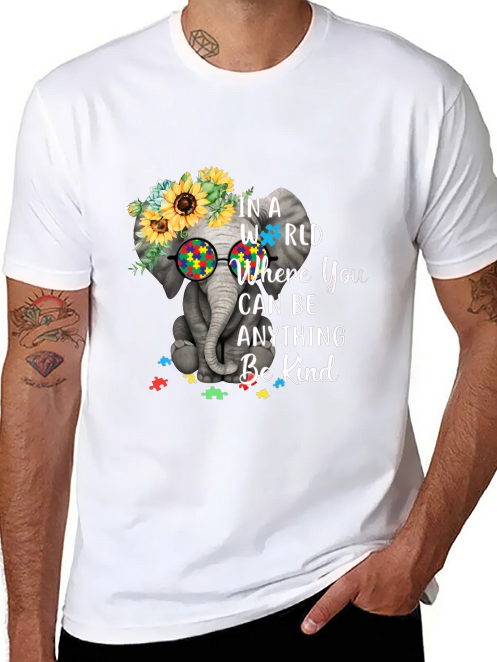 Elephant Autism Awareness T-Shirt Be Kind product image 7