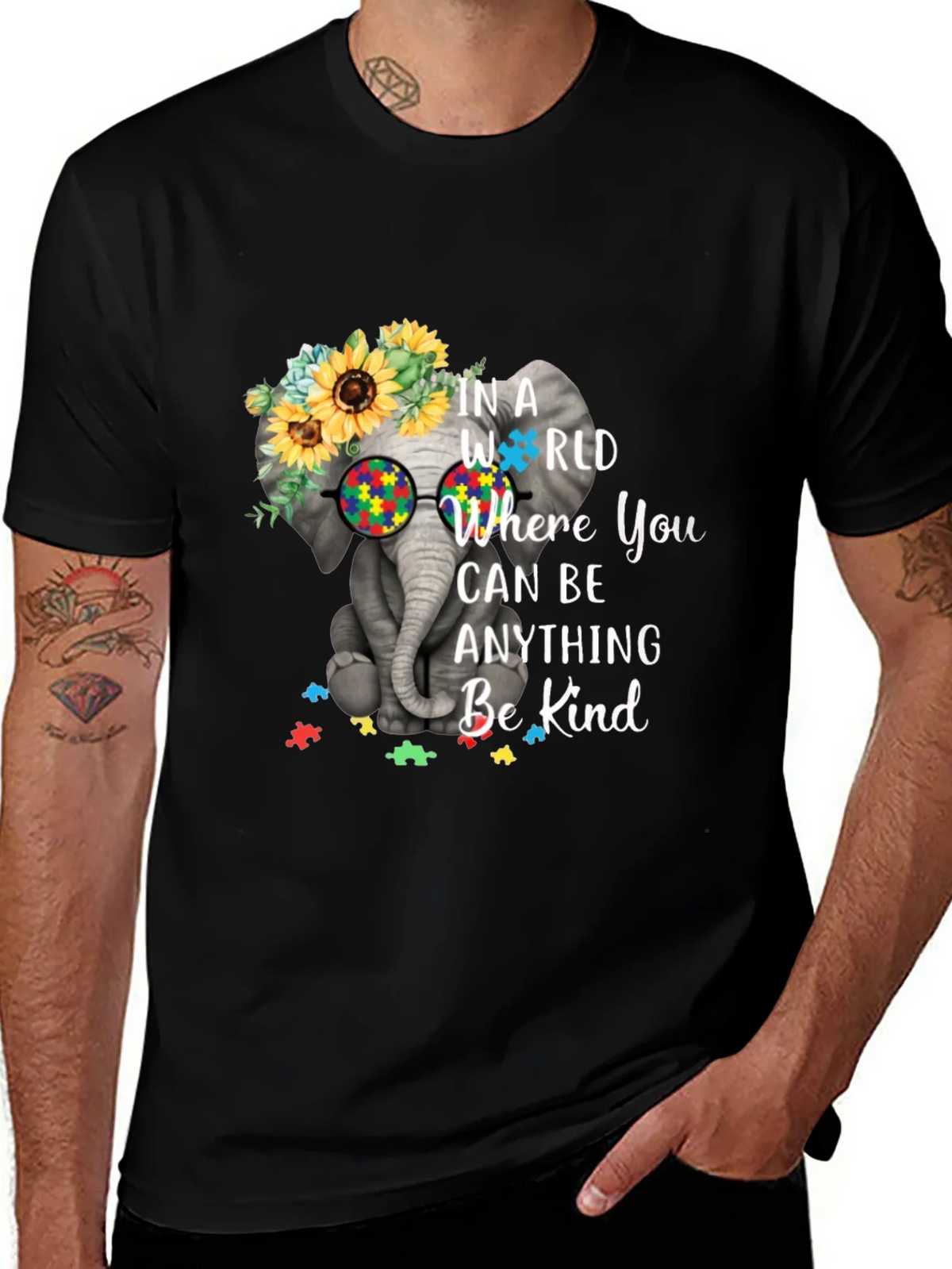 Elephant Autism Awareness T-Shirt Be Kind product image 1