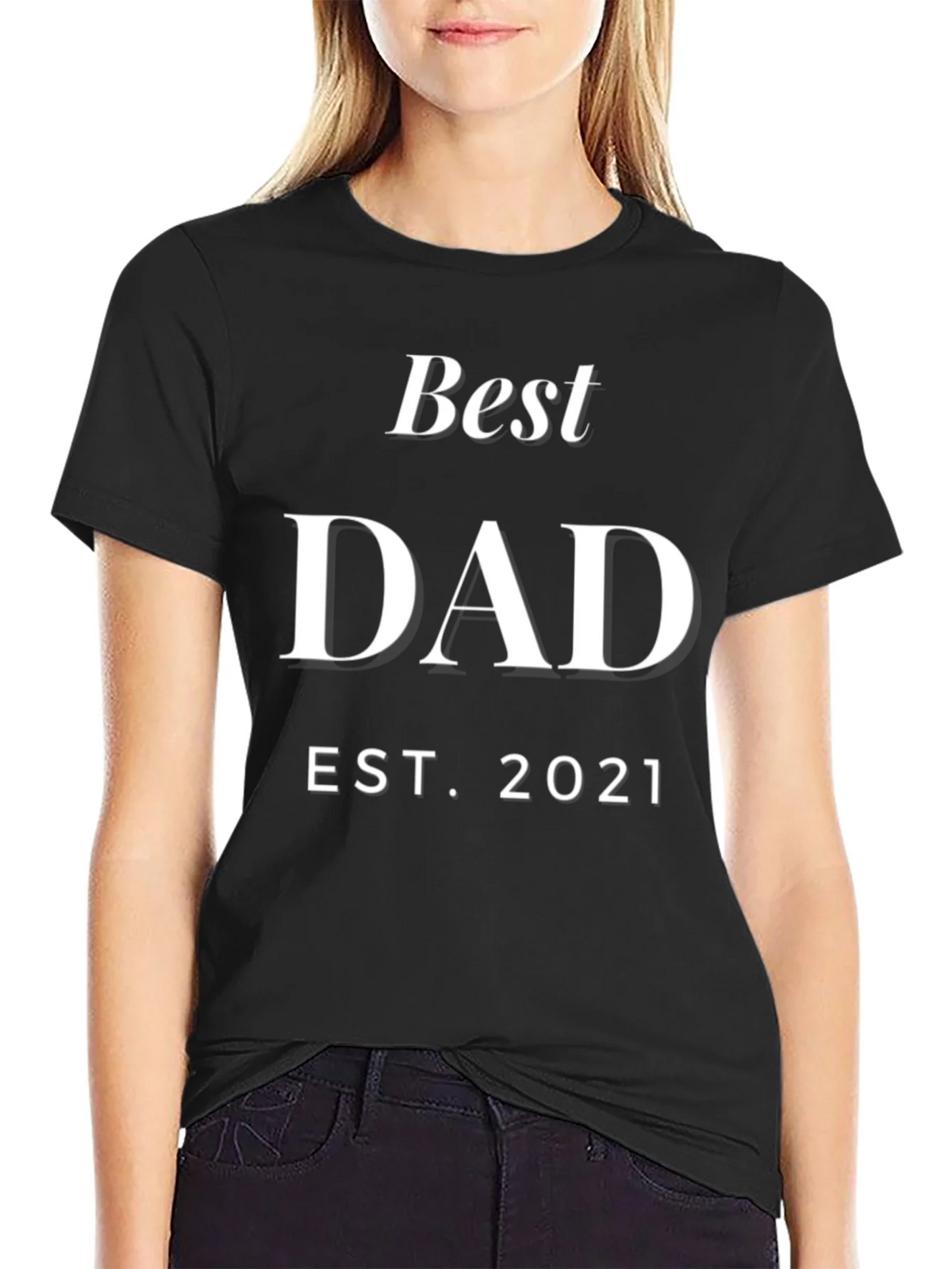 Best Dad Est. 2021 - Black T-Shirt product image 2