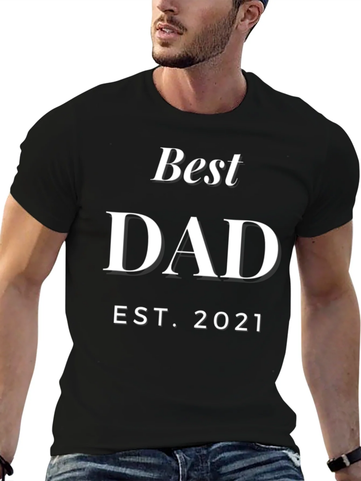 Best Dad Est. 2021 - Black T-Shirt product image 5