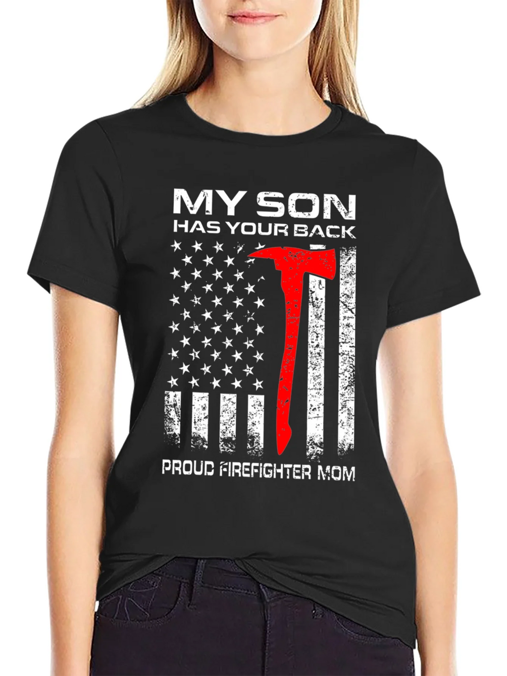 Firefighter Mom T-Shirt - My Son Has Your Back product image 2