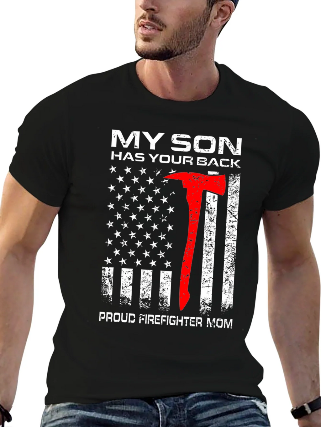 Firefighter Mom T-Shirt - My Son Has Your Back product image 6