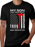 Firefighter Mom T-Shirt - My Son Has Your Back product image 1