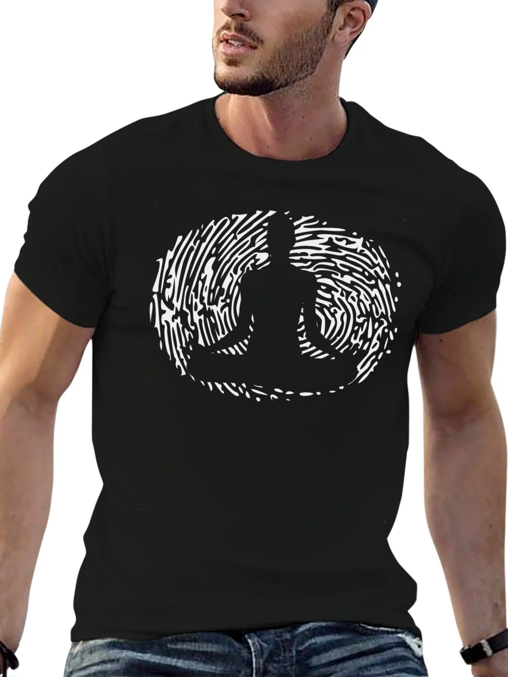 Meditative Fingerprint Graphic Tee - Black product image 6