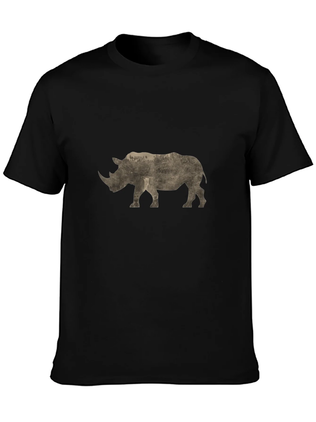 Rhinoceros Graphic Print Black T-Shirt product image 3