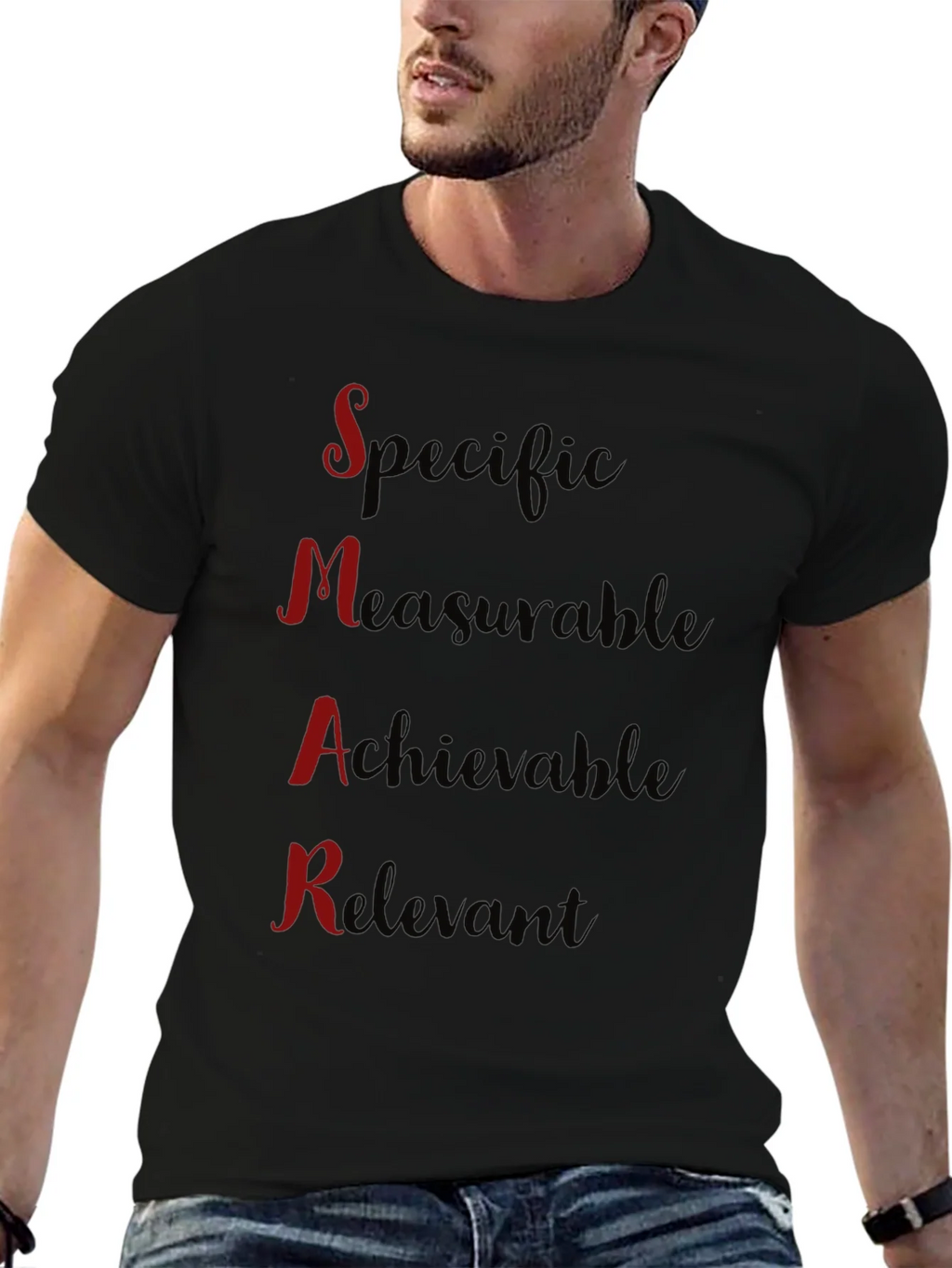 SMART Goals Black T-Shirt - Motivational Design product image 4