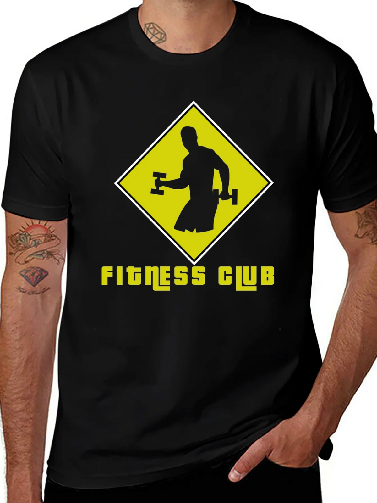 Fitness Club Graphic Tee - Black Cotton T-Shirt product image 1
