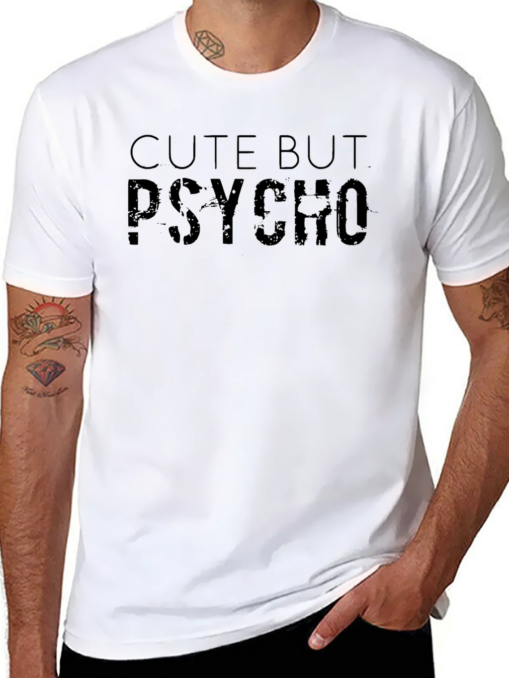 Cute But Psycho Black Graphic T-Shirt product image 6
