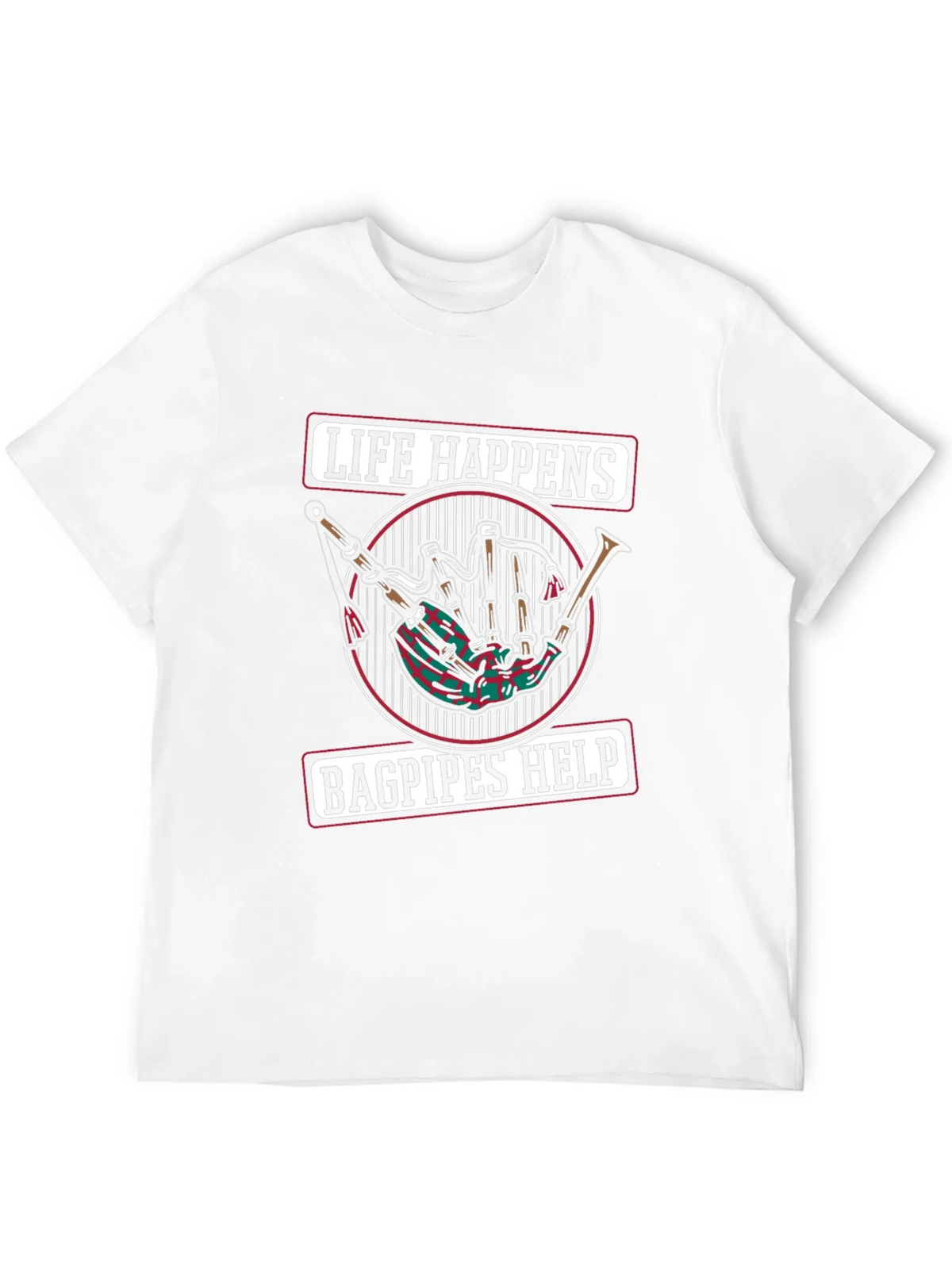 Life Happens Bagpipes Help Black T-Shirt product image 11