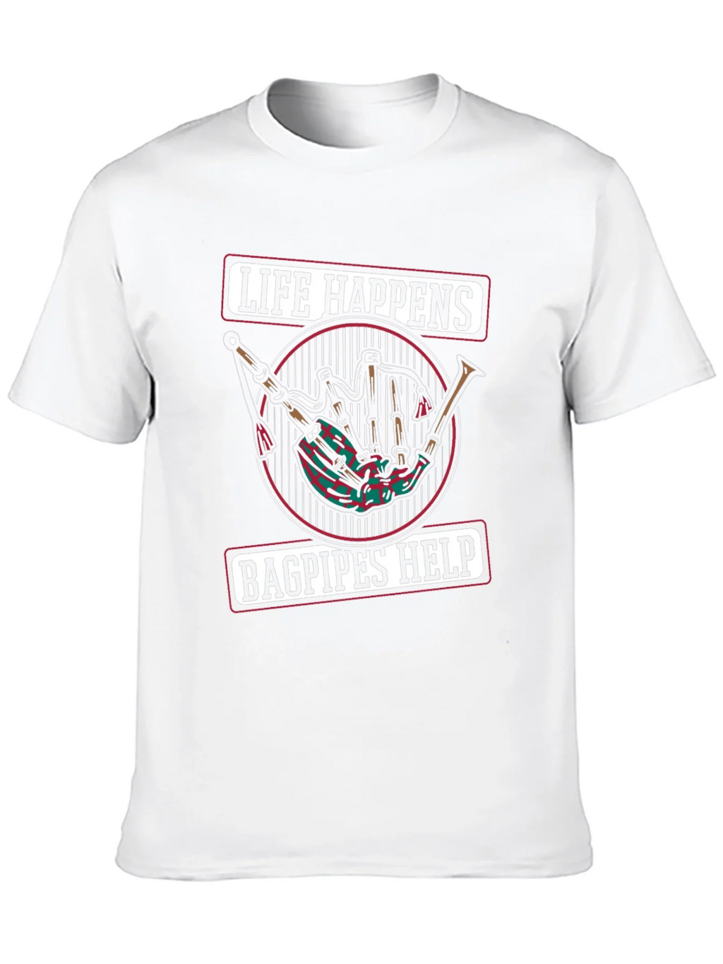 Life Happens Bagpipes Help Black T-Shirt product image 9