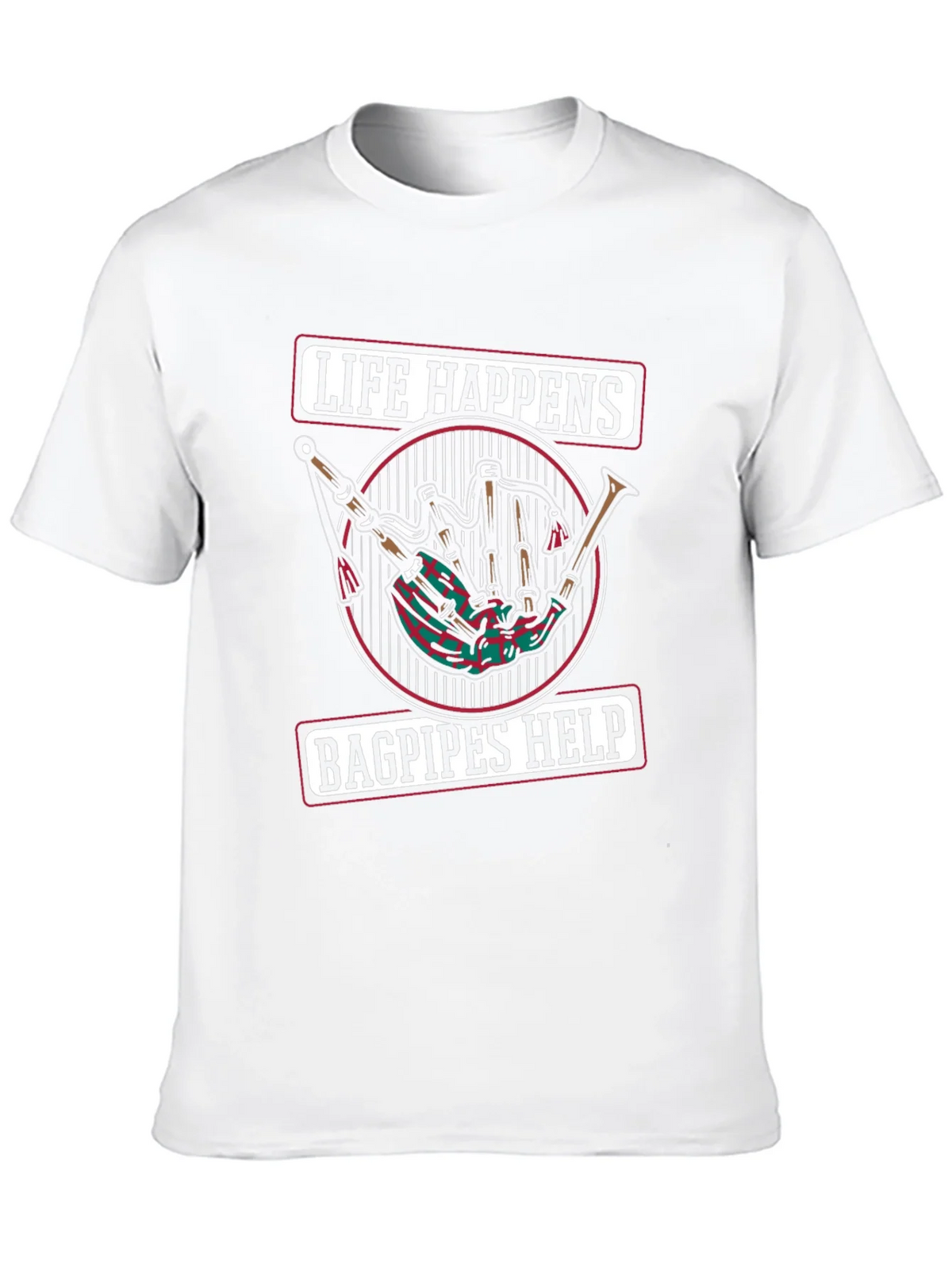 Life Happens Bagpipes Help Black T-Shirt product image 9