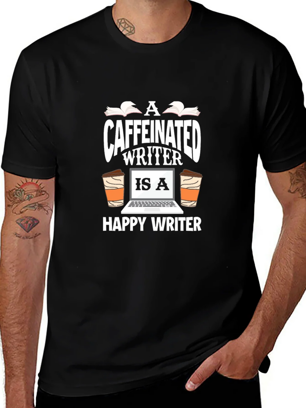 Caffeinated Writer Graphic T-Shirt product image 1