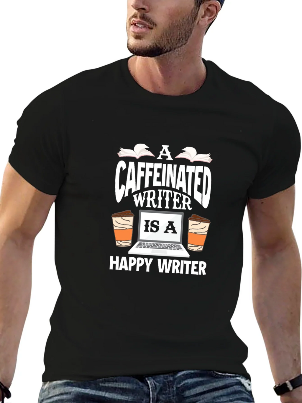 Caffeinated Writer Graphic T-Shirt product image 6