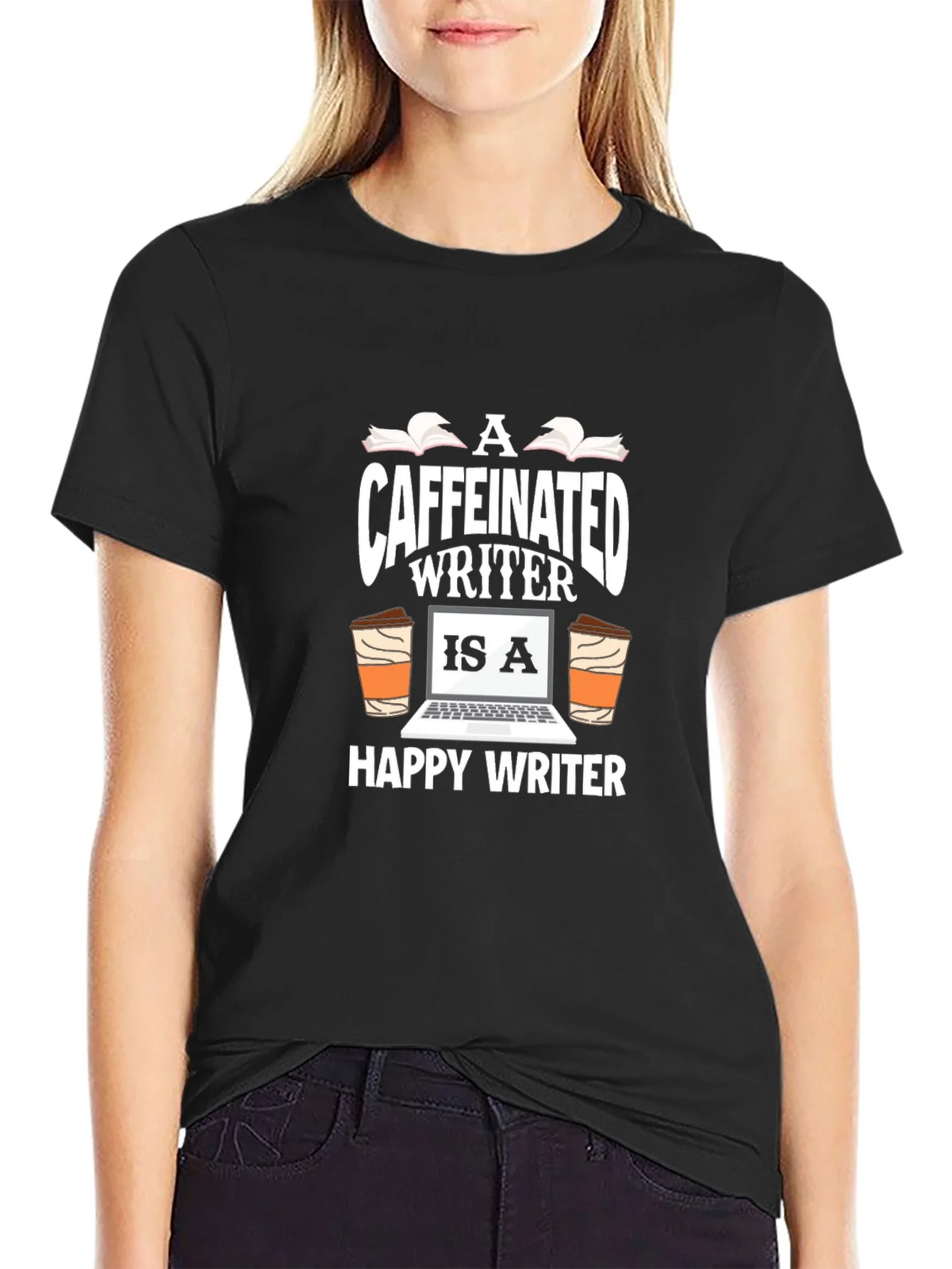 Caffeinated Writer Graphic T-Shirt product image 2