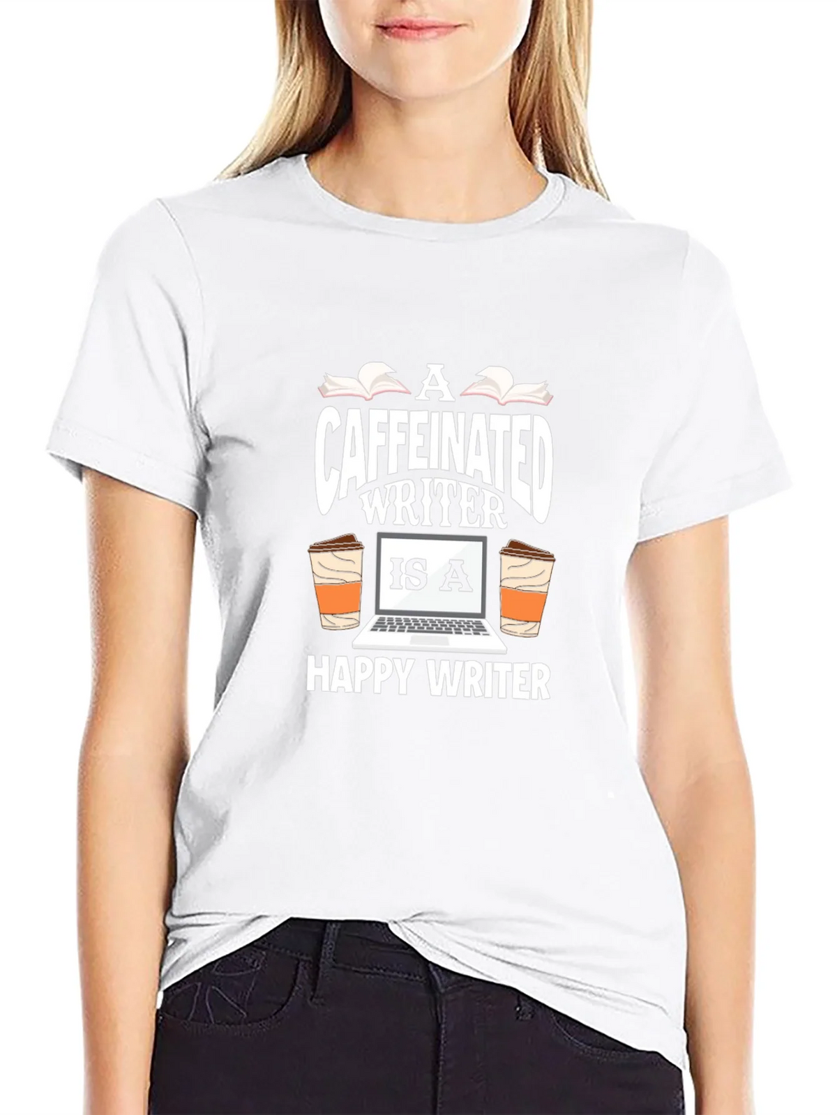 Caffeinated Writer Graphic T-Shirt product image 8