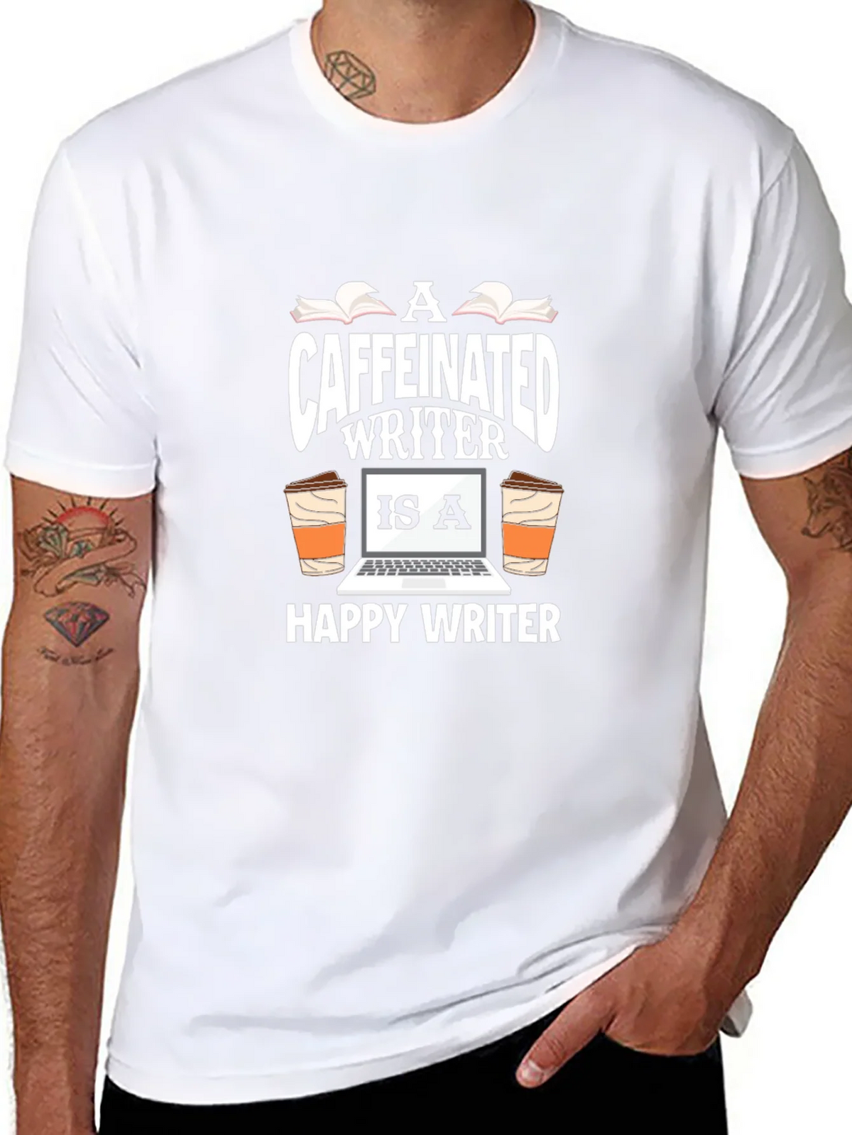 Caffeinated Writer Graphic T-Shirt product image 7