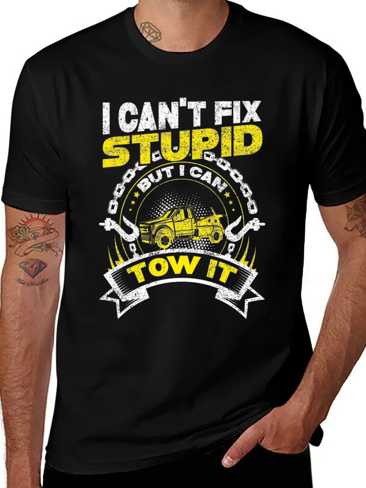 I Cant Fix Stupid Tow Truck T-Shirt product image 1