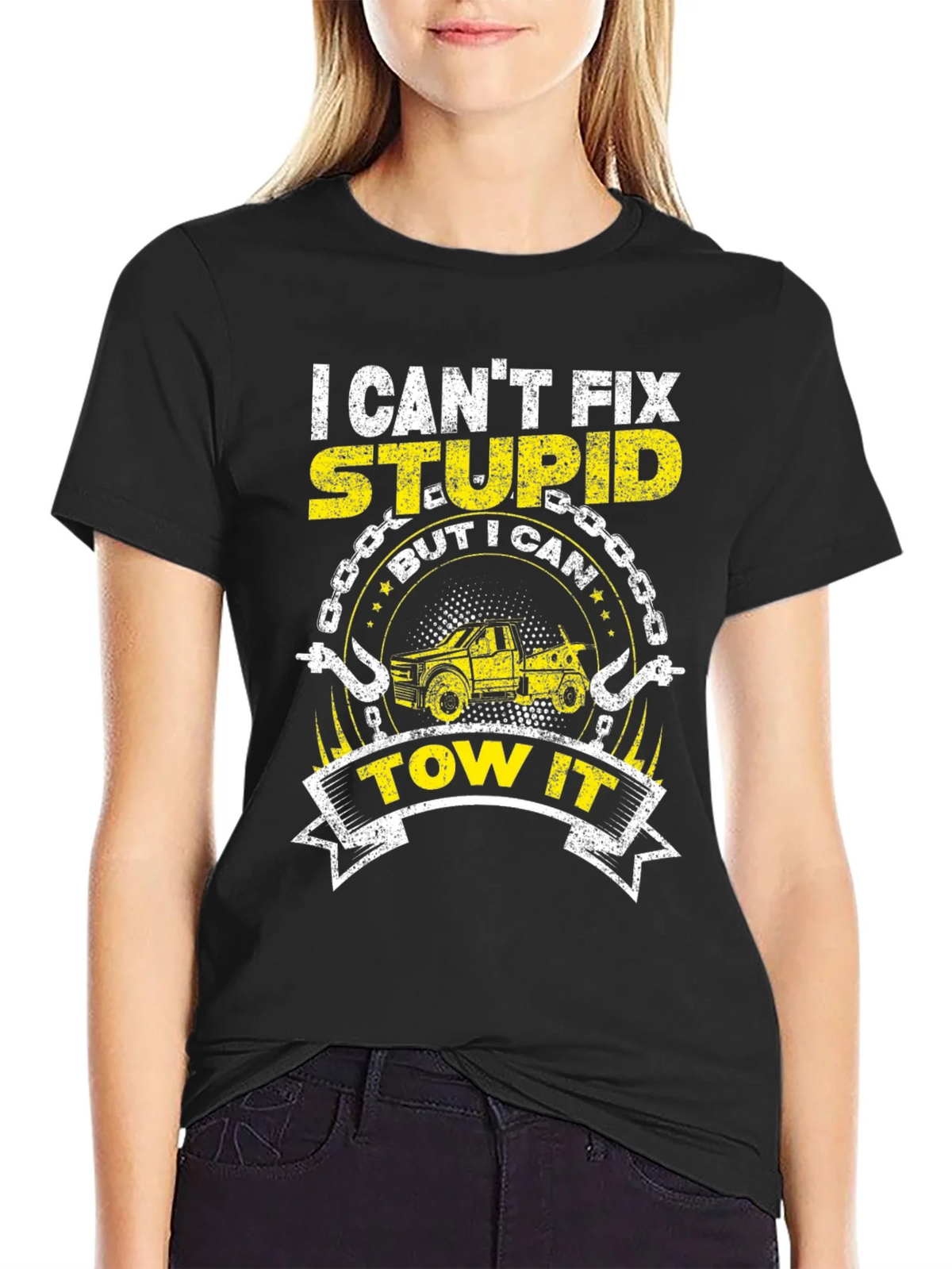 I Cant Fix Stupid Tow Truck T-Shirt product image 2