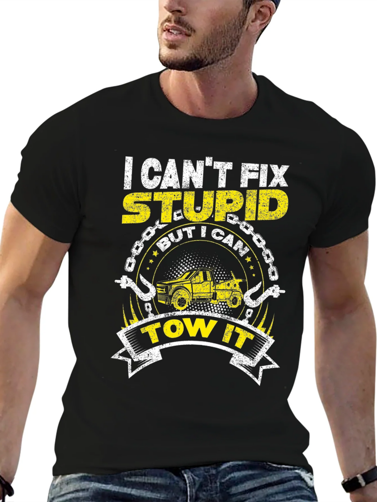 I Cant Fix Stupid Tow Truck T-Shirt product image 5