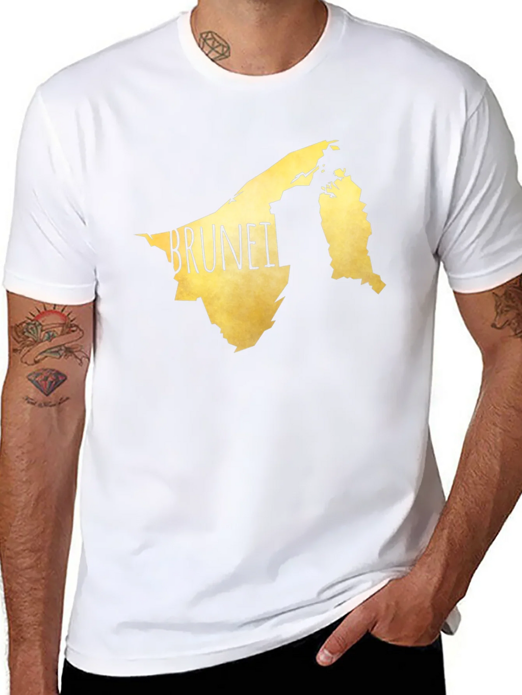 Brunei Map Graphic Tee - Black Cotton Casual T-Shirt product image 7