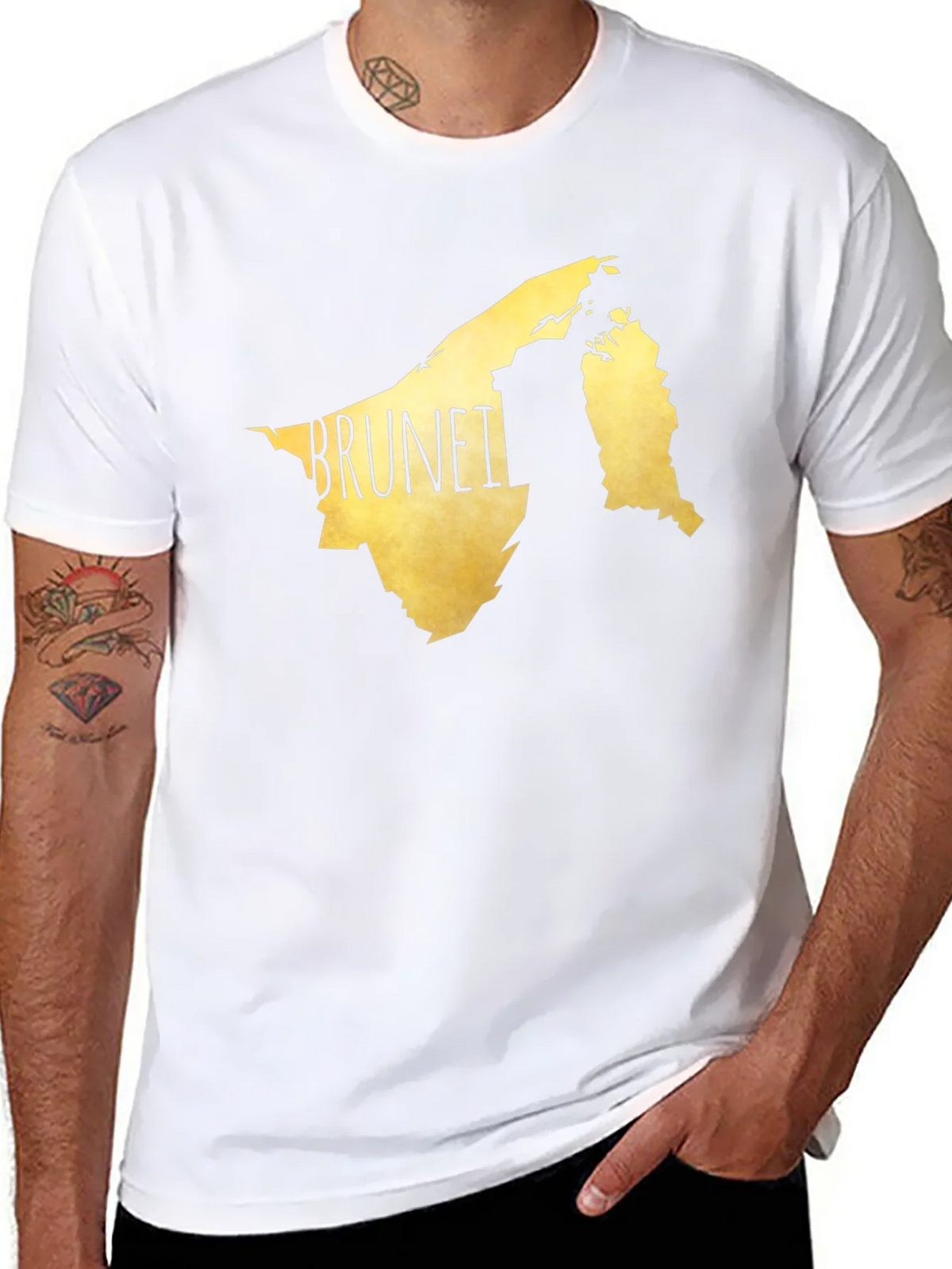 Brunei Map Graphic Tee - Black Cotton Casual T-Shirt product image 7
