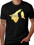 Brunei Map Graphic Tee - Black Cotton Casual T-Shirt product image 1